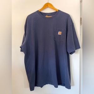 Carhartt Mens 2XL Original Fit Front Pocket Work Wear Navy Blue T-Shirt